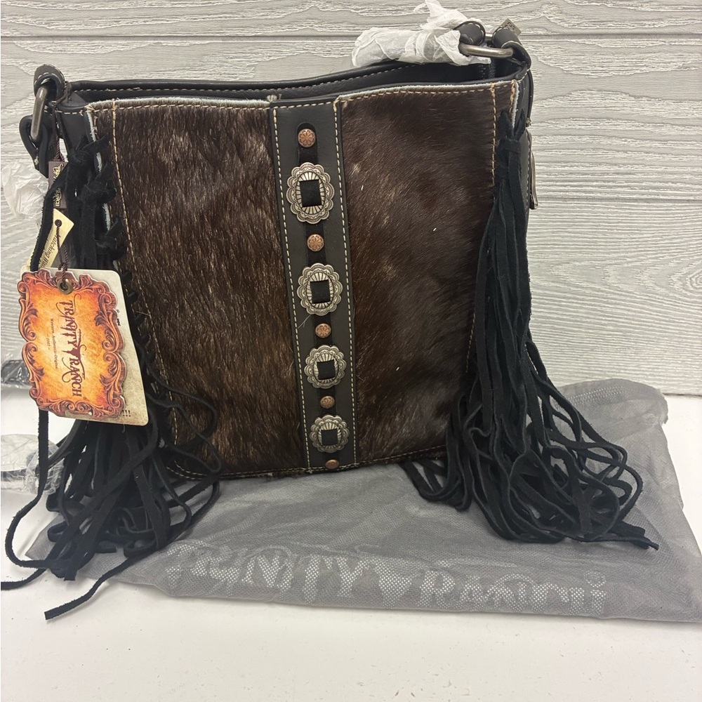 Trinity Ranch Brown Crossbody Bag with Fringe